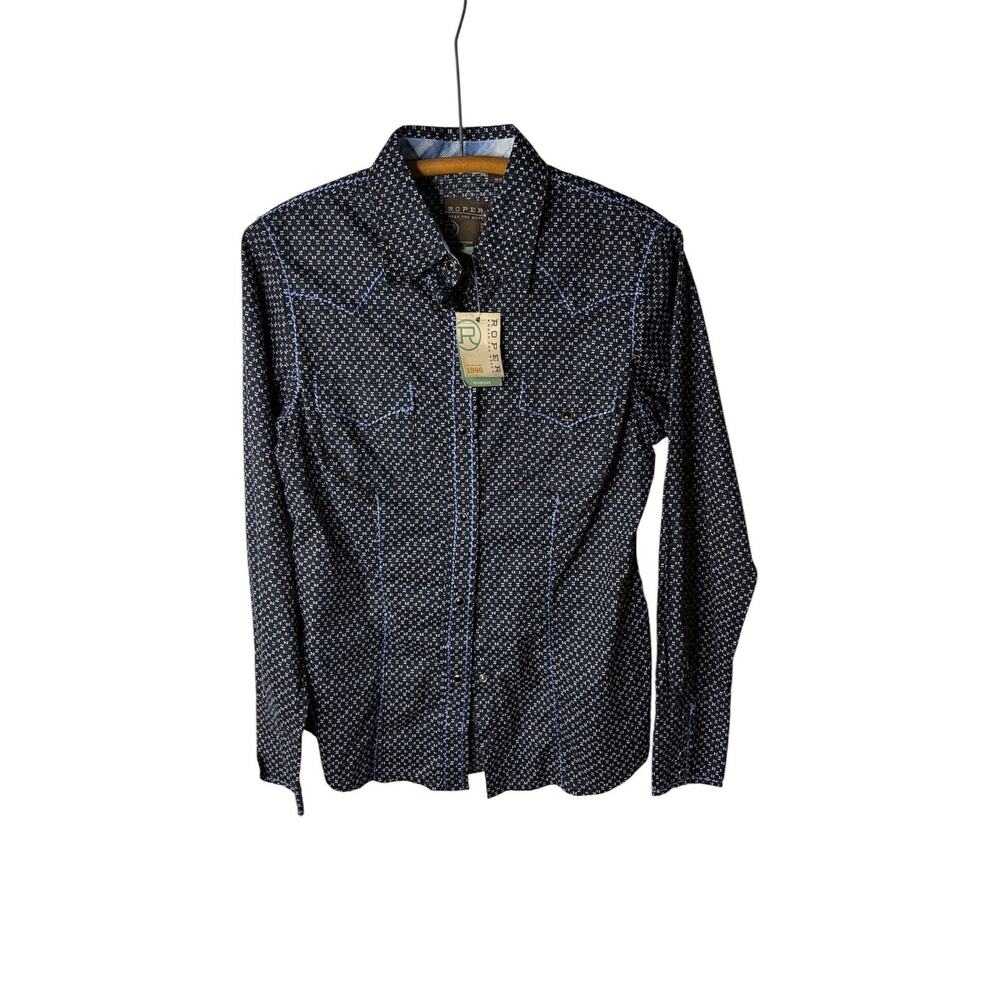 NWT Roper Women’s Black Snap Western Blouse Size S